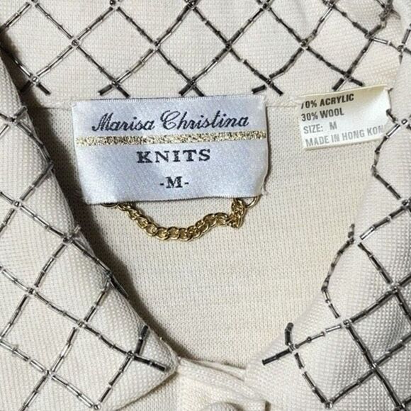 Vintage Marisa Christina Santana Knits Sequin Blazer Jacket Sweater Size Medium - Picture 6 of 6